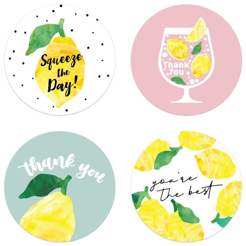 Gooji Lemon Thank You Stickers  500 Roll Pack Bulk Pack for Wedding  Party Favors  or Small Business Packaging  1.5 inch Supporting My Purchase Order Labels  Baby Bridal Shower  Custom Envelopes Seal - Image 1